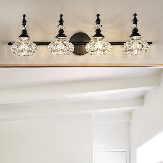 Contemporary Retro Iron Glass Petal Wall Sconce Vanity Light for Bathroom