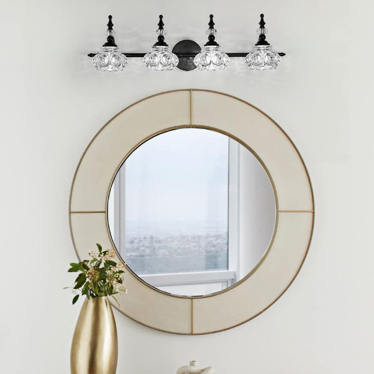 Contemporary Retro Iron Glass Round Petal Wall Sconce Vanity Light for Bathroom