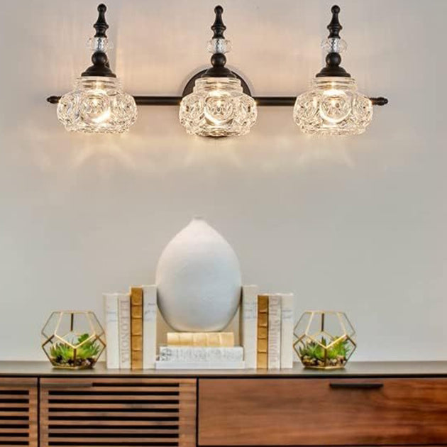 Contemporary Retro Iron Glass Petal Wall Sconce Vanity Light for Bathroom