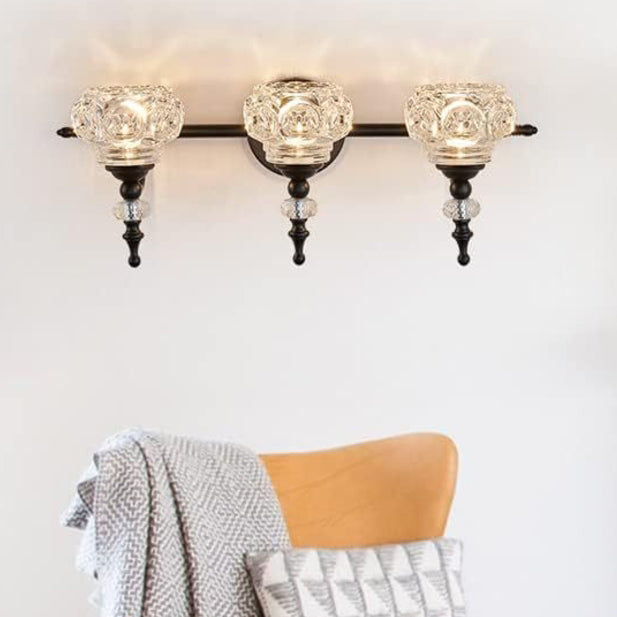 Contemporary Retro Iron Glass Petal Wall Sconce Vanity Light for Bathroom