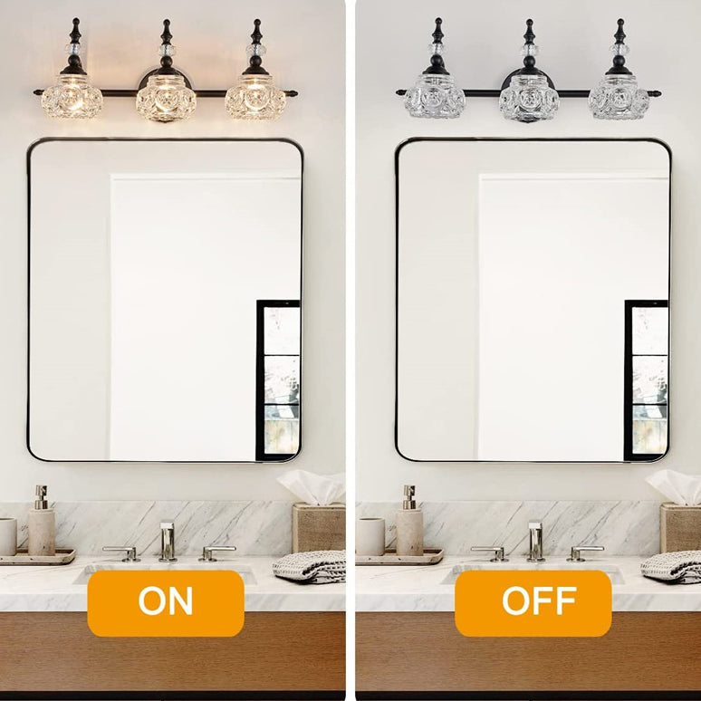 Contemporary Retro Iron Glass Petal Wall Sconce Vanity Light for Bathroom