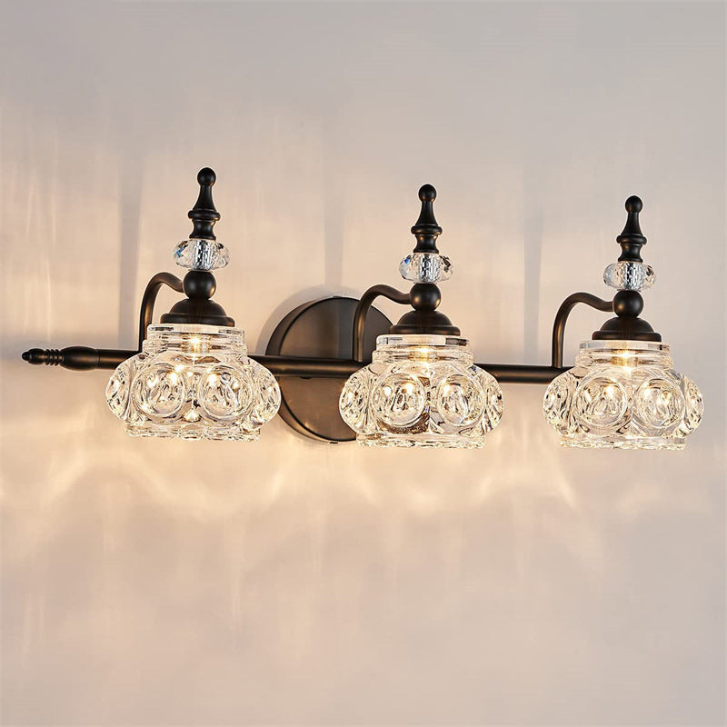 Contemporary Retro Iron Glass Round Petal Wall Sconce Vanity Light for Bathroom