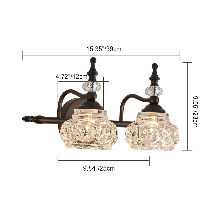 Contemporary Retro Iron Glass Round Petal Wall Sconce Vanity Light for Bathroom