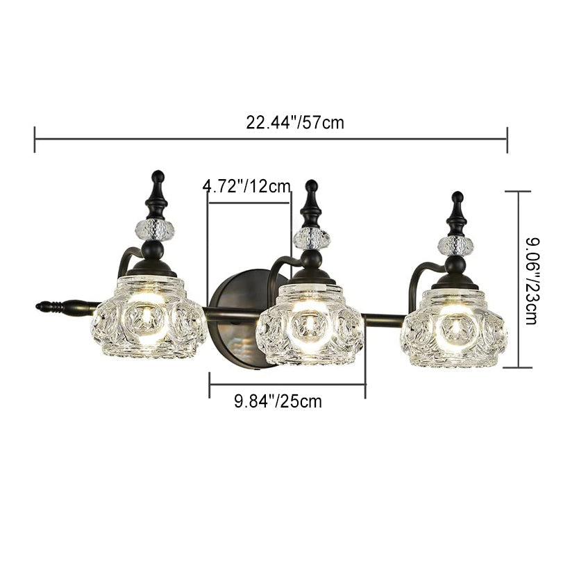 Contemporary Retro Iron Glass Round Petal Wall Sconce Vanity Light for Bathroom