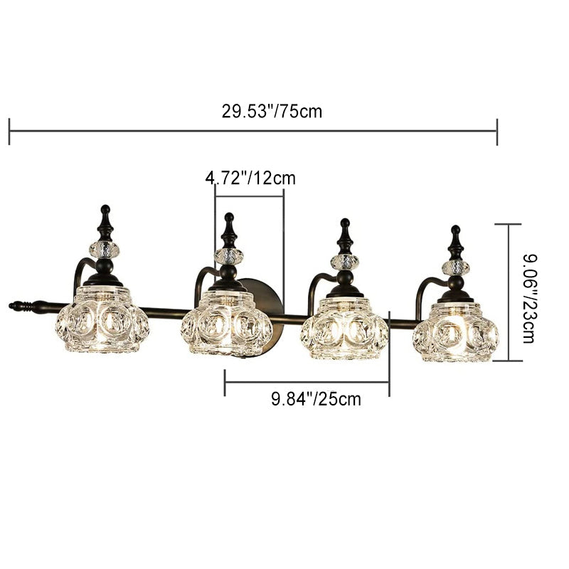 Contemporary Retro Iron Glass Round Petal Wall Sconce Vanity Light for Bathroom