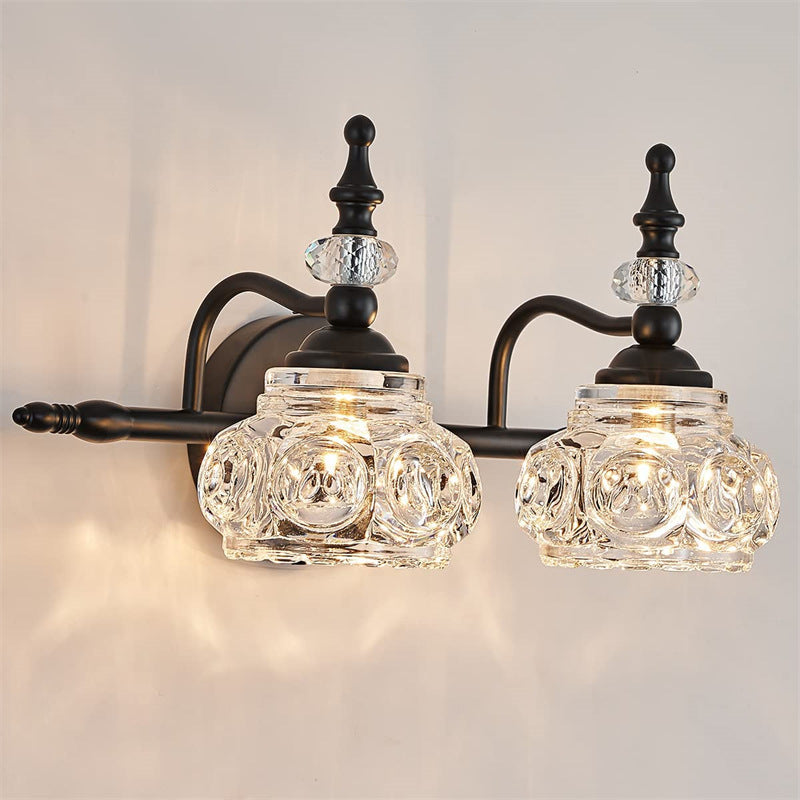 Contemporary Retro Iron Glass Petal Wall Sconce Vanity Light for Bathroom