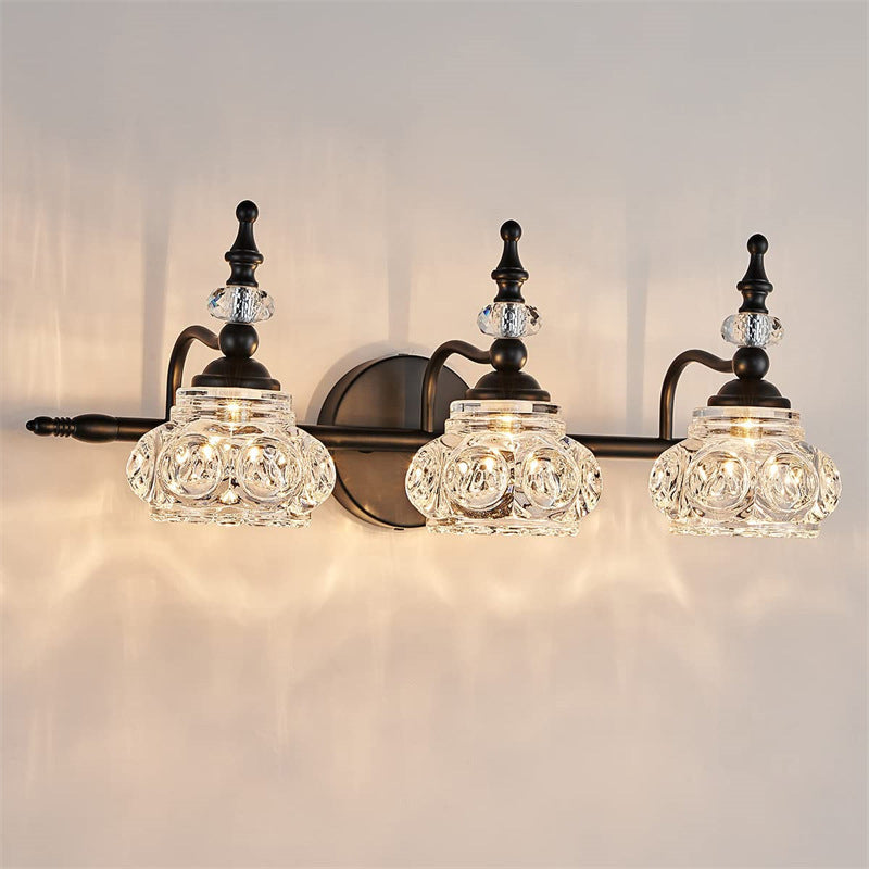 Contemporary Retro Iron Glass Petal Wall Sconce Vanity Light for Bathroom