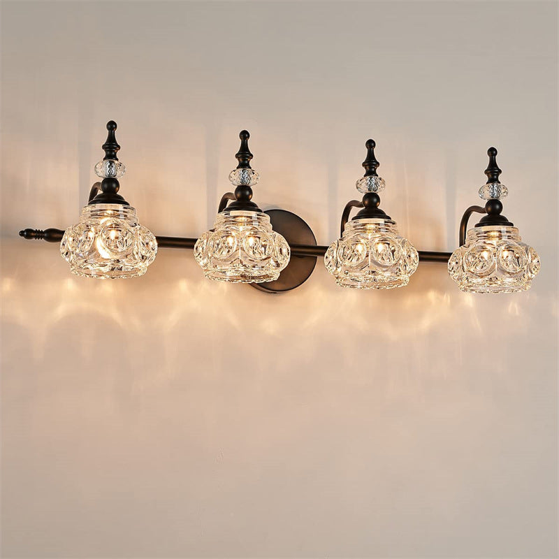 Contemporary Retro Iron Glass Petal Wall Sconce Vanity Light for Bathroom