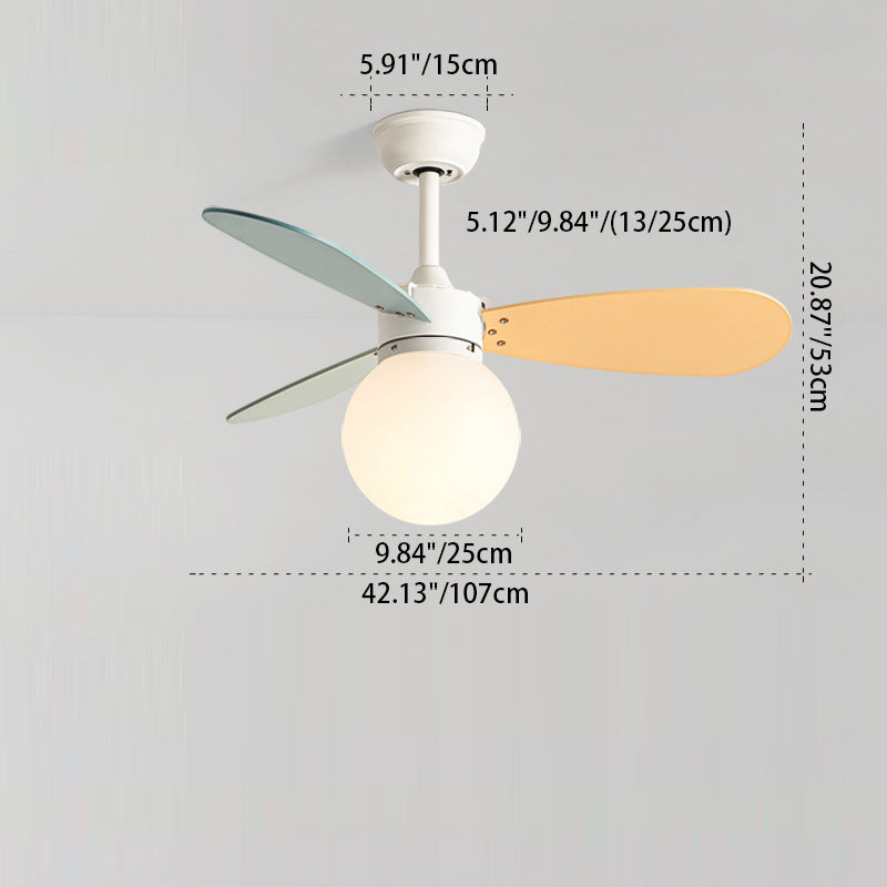 Contemporary Nordic Ceiling Fan Light - Wood, Iron, Acrylic, 1-Light, Downrod Design for Bedroom