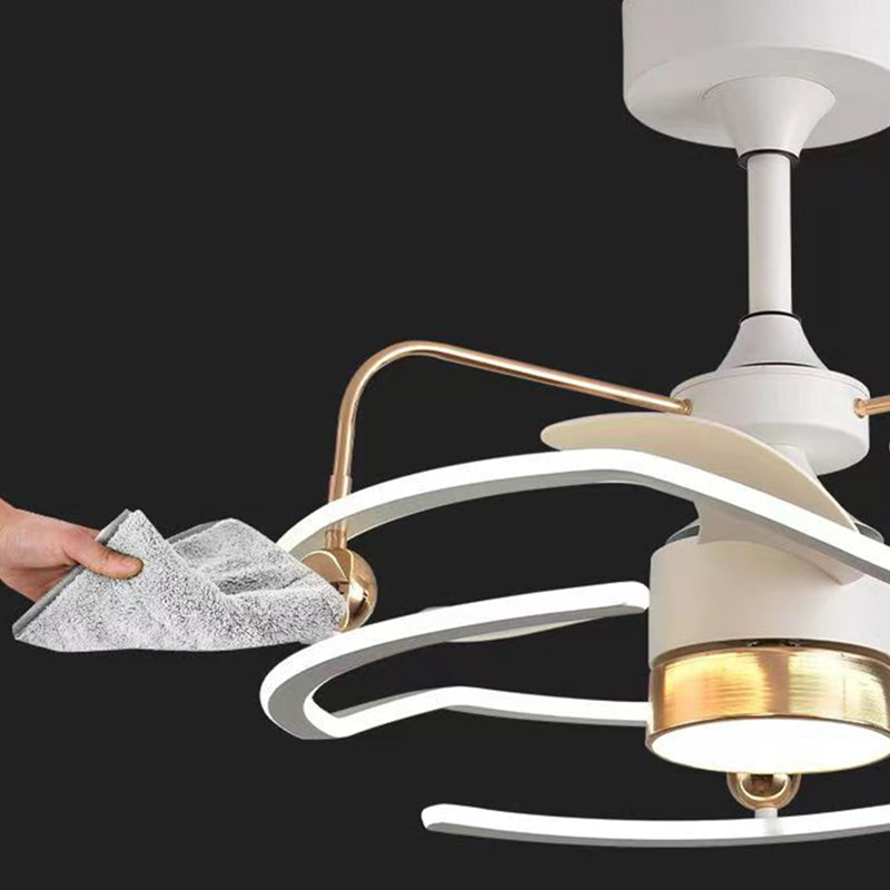 Contemporary Nordic LED Ceiling Fan Light - Round Tornado Design in Iron, Aluminum, and Acrylic for Bedroom 

Transform your bedroom with this sleek Contemporary Nordic LED Ceiling Fan Light featuring a unique round tornado design. Crafted from durable ir
