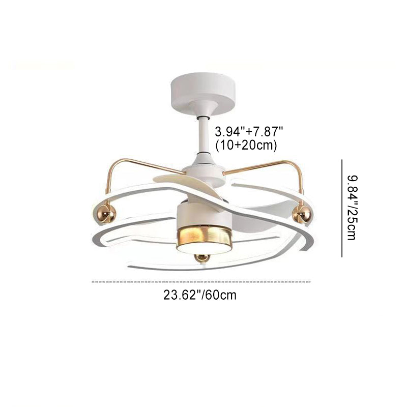 Contemporary Nordic LED Ceiling Fan Light - Round Tornado Design in Iron, Aluminum, and Acrylic for Bedroom 

Transform your bedroom with this sleek Contemporary Nordic LED Ceiling Fan Light featuring a unique round tornado design. Crafted from durable ir
