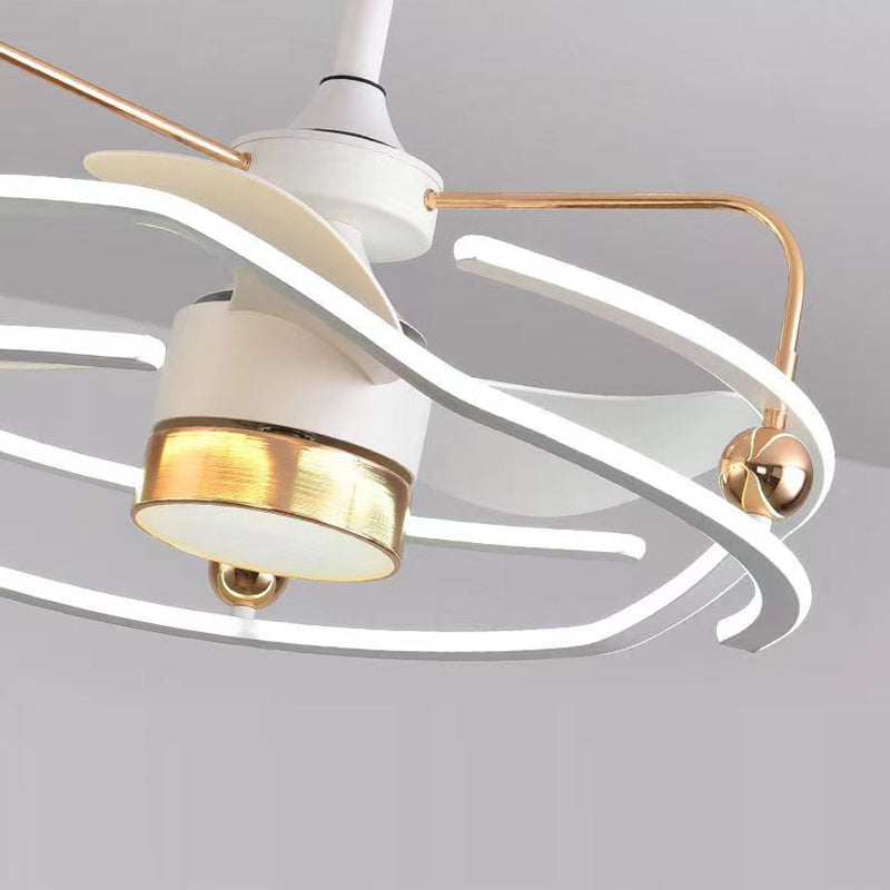 Contemporary Nordic LED Ceiling Fan Light - Round Tornado Design in Iron, Aluminum, and Acrylic for Bedroom 

Transform your bedroom with this sleek Contemporary Nordic LED Ceiling Fan Light featuring a unique round tornado design. Crafted from durable ir