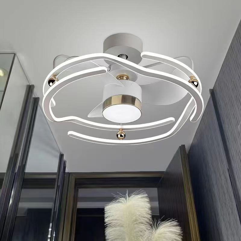 Contemporary Nordic LED Ceiling Fan Light - Round Tornado Design in Iron, Aluminum, and Acrylic for Bedroom 

Transform your bedroom with this sleek Contemporary Nordic LED Ceiling Fan Light featuring a unique round tornado design. Crafted from durable ir