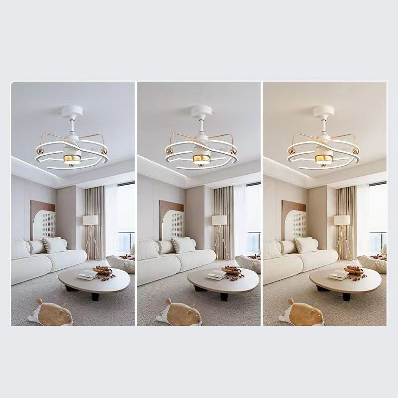 Contemporary Nordic LED Ceiling Fan Light - Round Tornado Design in Iron, Aluminum, and Acrylic for Bedroom 

Transform your bedroom with this sleek Contemporary Nordic LED Ceiling Fan Light featuring a unique round tornado design. Crafted from durable ir