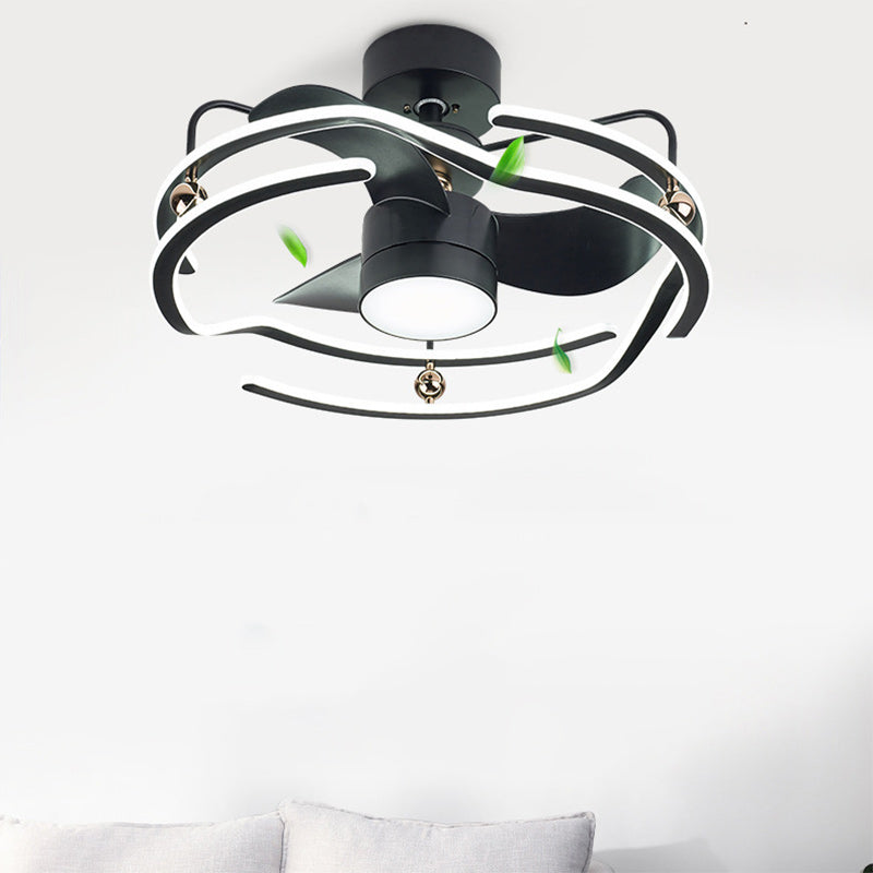 Contemporary Nordic LED Ceiling Fan Light - Round Tornado Design in Iron, Aluminum, and Acrylic for Bedroom 

Transform your bedroom with this sleek Contemporary Nordic LED Ceiling Fan Light featuring a unique round tornado design. Crafted from durable ir