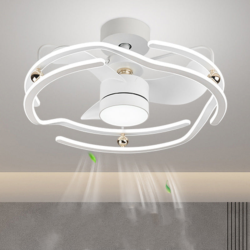 Contemporary Nordic LED Ceiling Fan Light - Round Tornado Design in Iron, Aluminum, and Acrylic for Bedroom 

Transform your bedroom with this sleek Contemporary Nordic LED Ceiling Fan Light featuring a unique round tornado design. Crafted from durable ir