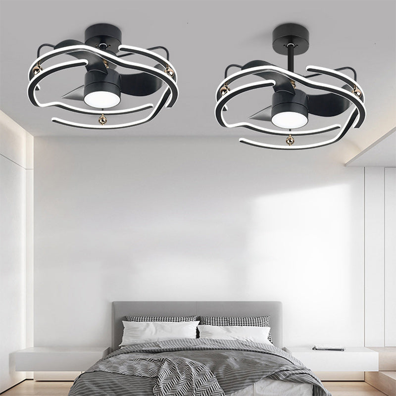 Contemporary Nordic LED Ceiling Fan Light - Round Tornado Design in Iron, Aluminum, and Acrylic for Bedroom 

Transform your bedroom with this sleek Contemporary Nordic LED Ceiling Fan Light featuring a unique round tornado design. Crafted from durable ir