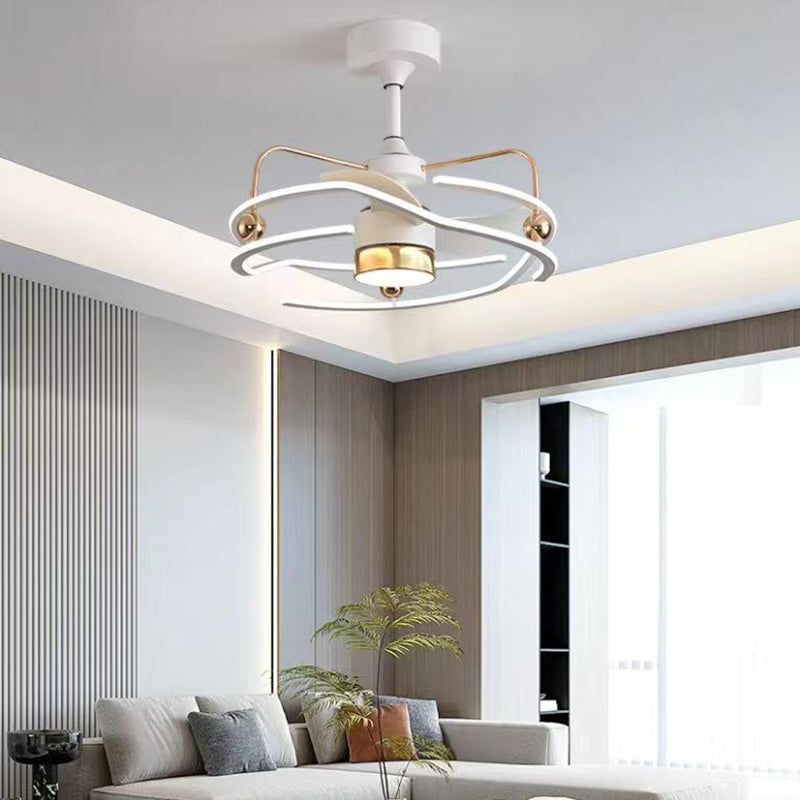 Contemporary Nordic LED Ceiling Fan Light - Round Tornado Design in Iron, Aluminum, and Acrylic for Bedroom 

Transform your bedroom with this sleek Contemporary Nordic LED Ceiling Fan Light featuring a unique round tornado design. Crafted from durable ir