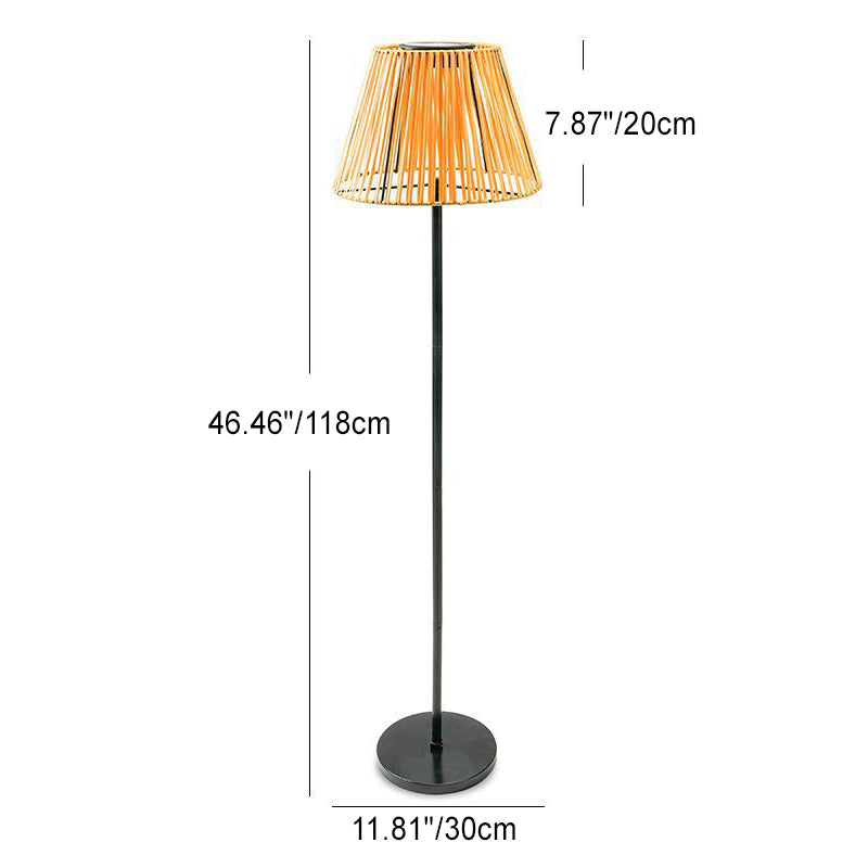 Traditional Japanese Solar LED Outdoor Lamp - Waterproof Conic Weaving Design for Garden & Patio