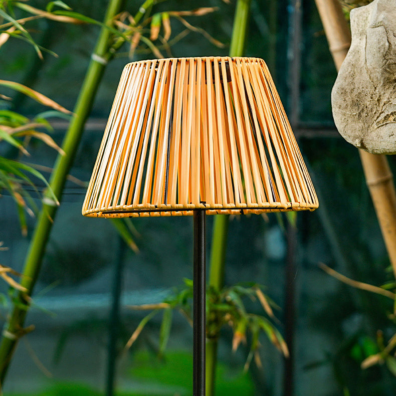 Traditional Japanese Solar LED Outdoor Lamp - Waterproof Conic Weaving Design for Garden & Patio