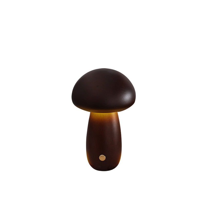Contemporary Scandinavian Rechargeable Solid Wood Mushroom LED Table Lamp Night Light for Bedside, Modern Nightstand Lamp, Eco-Friendly Wood Decor, USB Rechargeable Reading Light, Adjustable Brightness Bedroom Lighting, Minimalist Design Home Accessory, W