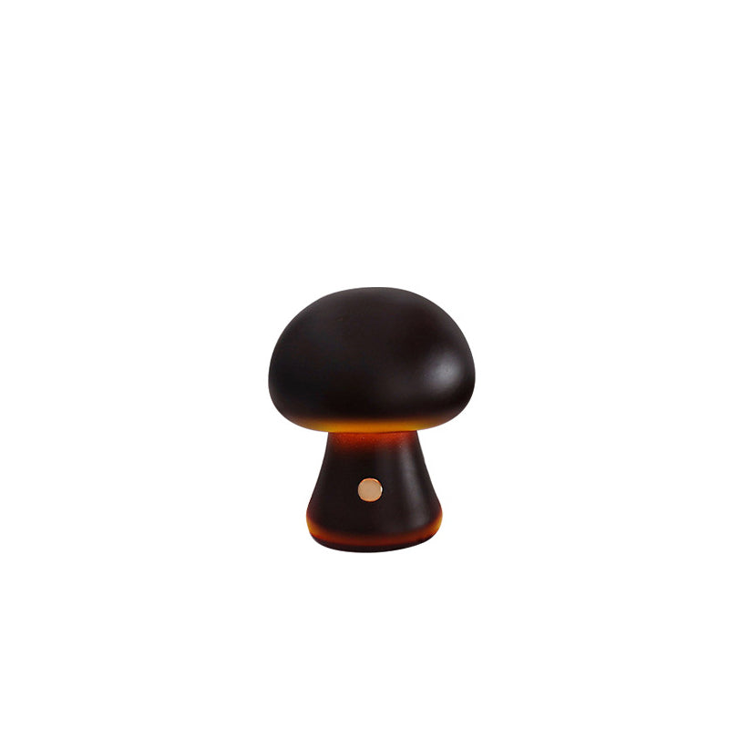 Contemporary Scandinavian Rechargeable Solid Wood Mushroom LED Table Lamp Night Light for Bedside, Modern Nightstand Lamp, Eco-Friendly Wood Decor, USB Rechargeable Reading Light, Adjustable Brightness Bedroom Lighting, Minimalist Design Home Accessory, W