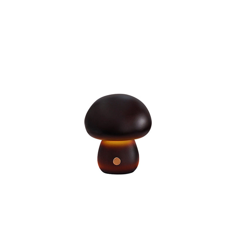 Contemporary Scandinavian Rechargeable Solid Wood Mushroom LED Table Lamp Night Light for Bedside, Modern Nightstand Lamp, Eco-Friendly Wood Decor, USB Rechargeable Reading Light, Adjustable Brightness Bedroom Lighting, Minimalist Design Home Accessory, W