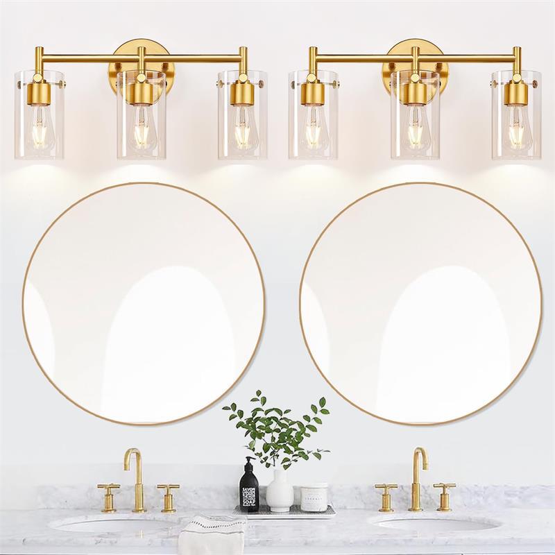 Contemporary Industrial Metal Glass Cylinder 3-Light Wall Sconce Vanity Light for Bathroom
