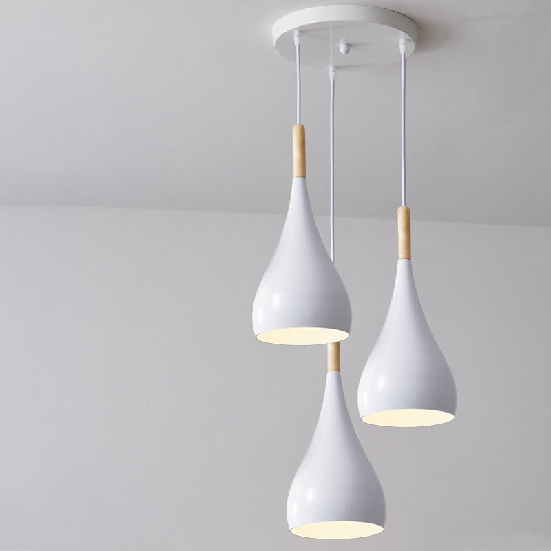Contemporary Nordic Iron Wood Aluminum Gourd Pendant Light for Dining Room