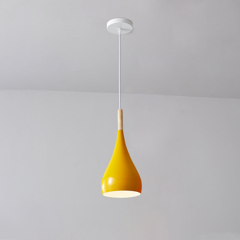 Contemporary Nordic Iron Wood Aluminum Gourd Pendant Light for Dining Room