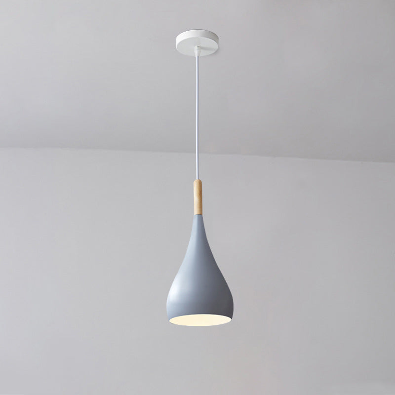Contemporary Nordic Iron Wood Aluminum Gourd Pendant Light for Dining Room