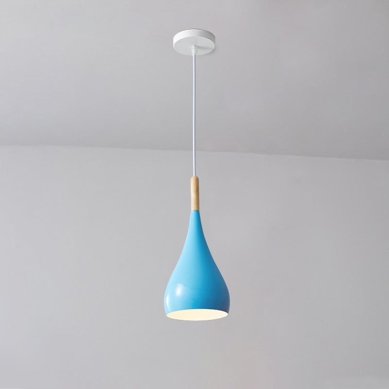 Contemporary Nordic Iron Wood Aluminum Gourd Pendant Light for Dining Room