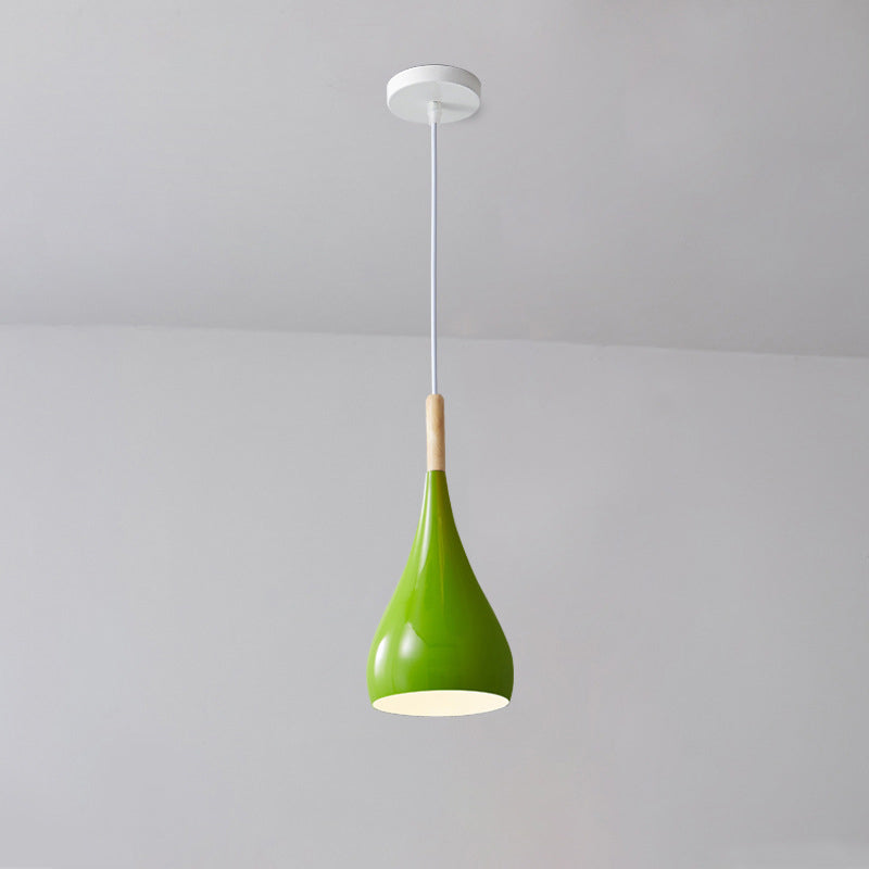 Contemporary Nordic Iron Wood Aluminum Gourd Pendant Light for Dining Room