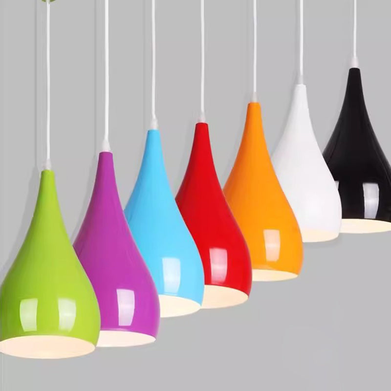 Contemporary Nordic Iron Wood Aluminum Gourd Pendant Light for Dining Room