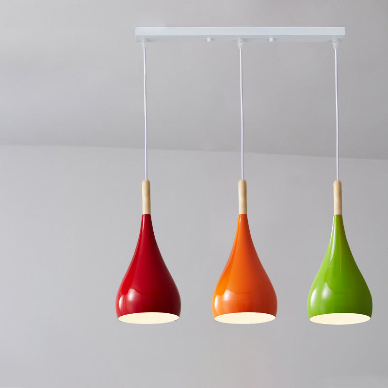 Contemporary Nordic Iron Wood Aluminum Gourd Pendant Light for Dining Room