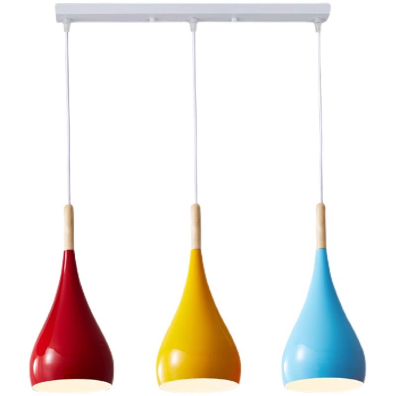Contemporary Nordic Iron Wood Aluminum Gourd Pendant Light for Dining Room