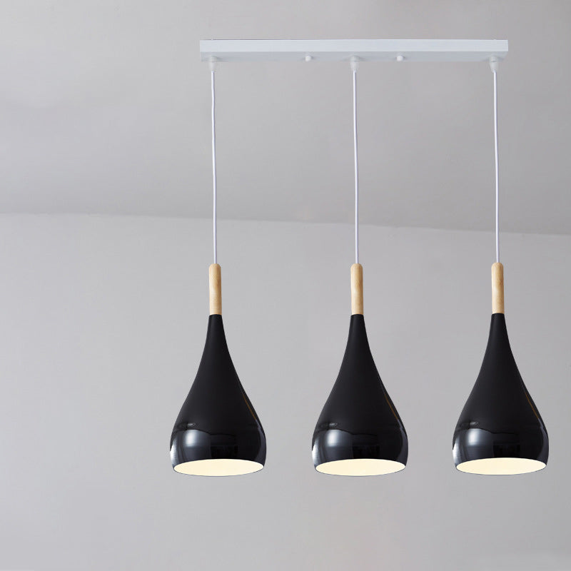 Contemporary Nordic Iron Wood Aluminum Gourd Pendant Light for Dining Room