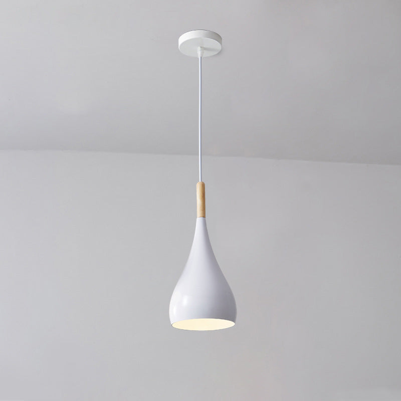 Contemporary Nordic Iron Wood Aluminum Gourd Pendant Light for Dining Room