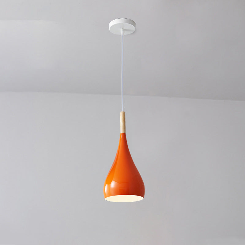Contemporary Nordic Iron Wood Aluminum Gourd Pendant Light for Dining Room