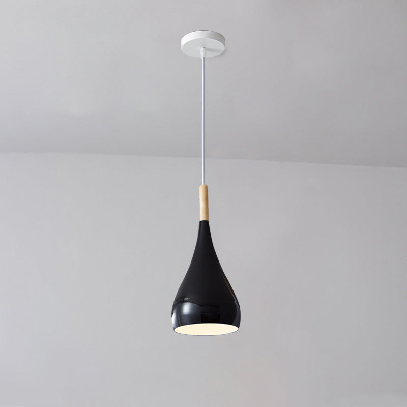Contemporary Nordic Iron Wood Aluminum Gourd Pendant Light for Dining Room