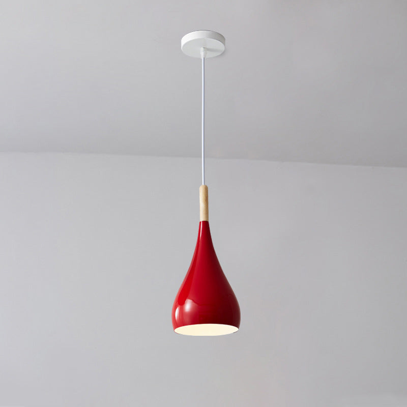 Contemporary Nordic Iron Wood Aluminum Gourd Pendant Light for Dining Room