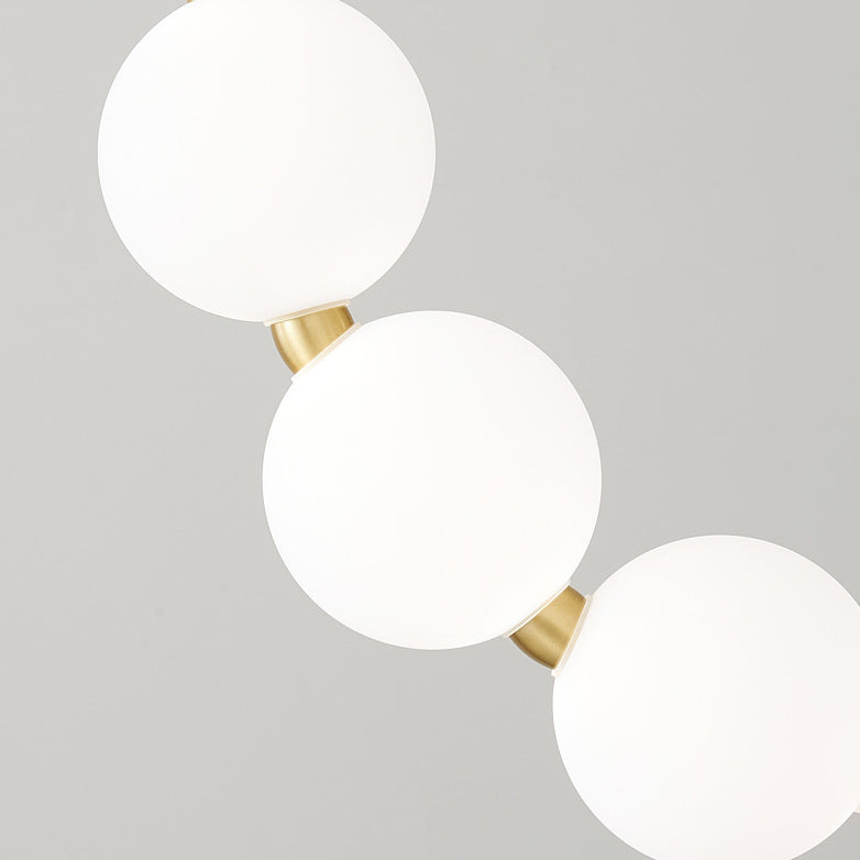 Contemporary Nordic Copper Acrylic Bead Pearl Necklace LED Chandelier for Living Room Island Light