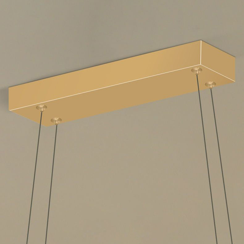 Contemporary Nordic Wave Line LED Chandelier - Iron Aluminum Silica Island Light for Dining Room