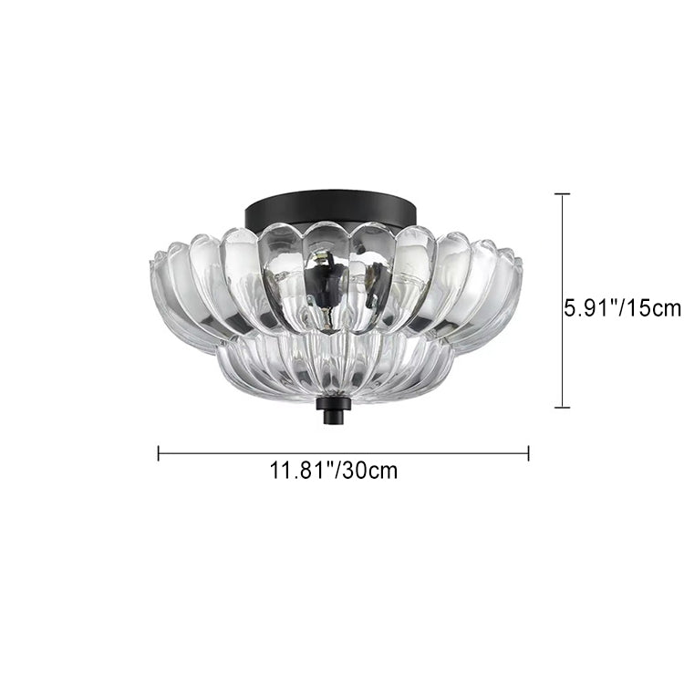 Contemporary Retro Floral Petal 3-Light Semi-Flush Mount Ceiling Light for Hallway