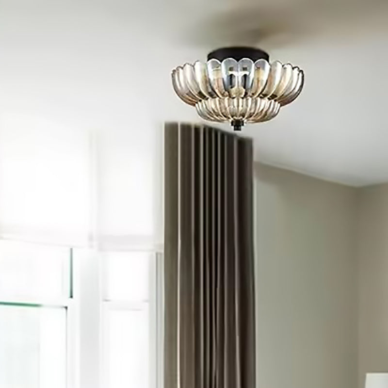 Contemporary Retro Floral Petal 3-Light Semi-Flush Mount Ceiling Light for Hallway