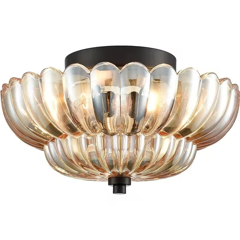 Contemporary Retro Floral Petal 3-Light Semi-Flush Mount Ceiling Light for Hallway