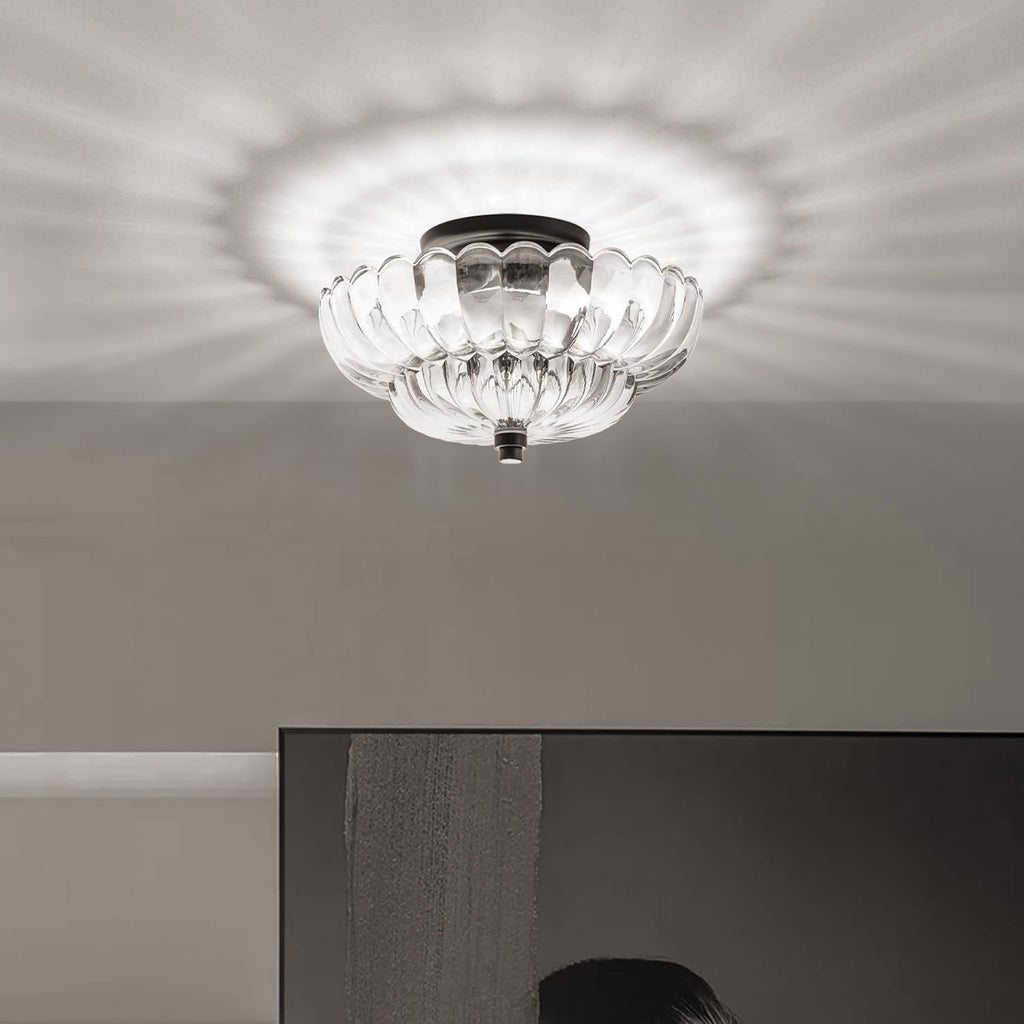 Contemporary Retro Floral Petal 3-Light Semi-Flush Mount Ceiling Light for Hallway