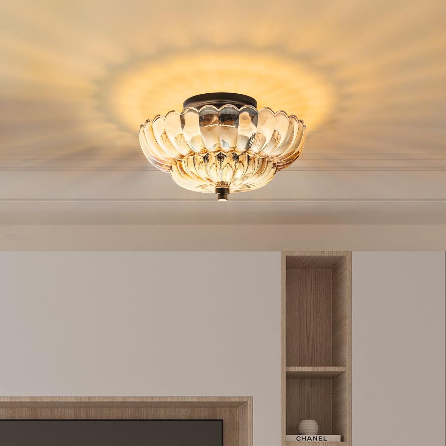 Contemporary Retro Floral Petal 3-Light Semi-Flush Mount Ceiling Light for Hallway