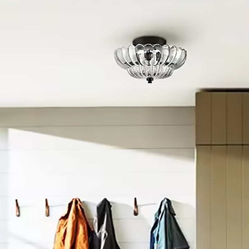 Contemporary Retro Floral Petal 3-Light Semi-Flush Mount Ceiling Light for Hallway