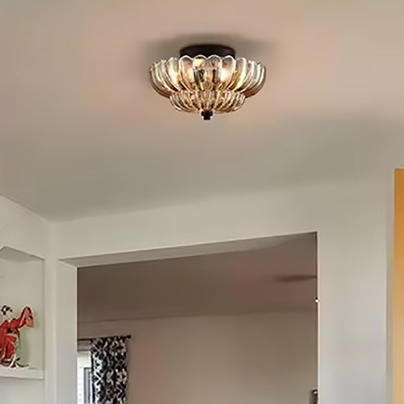 Contemporary Retro Floral Petal 3-Light Semi-Flush Mount Ceiling Light for Hallway